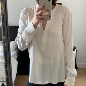 Vince white blouse with half zipper collar size M